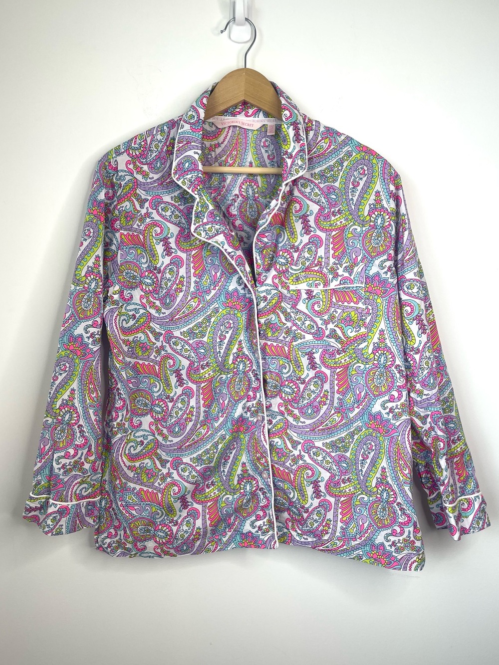 Victoria's Secret long sleeve button up Colorful Paisley Top size small
